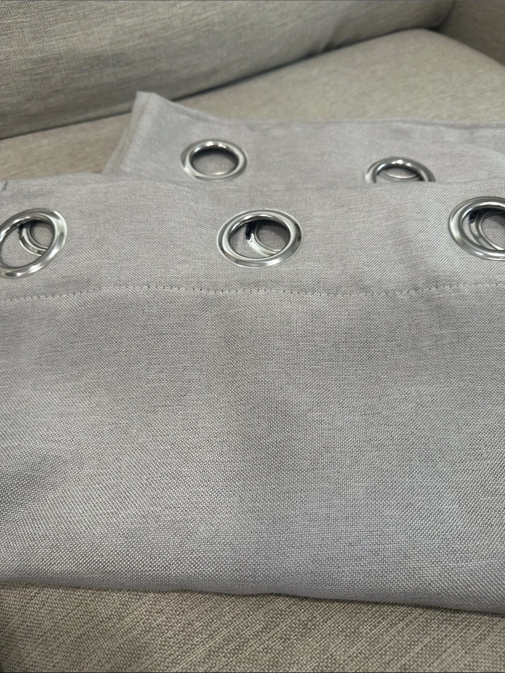 😴 Light Gray Brown Grommet Top Blackout Curtain Panel Pair